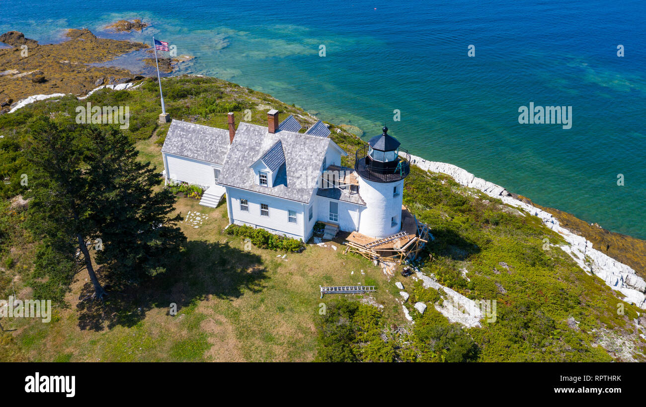 La zucca Island Lighthouse, piccola isola di cervi, daini Isle, ME Foto Stock