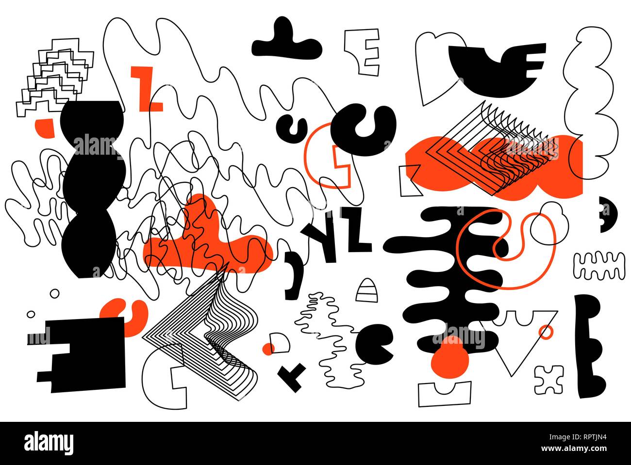 Alla moda unica collezione artistica di forme astratte in tecnica artigianale Illustrazione Vettoriale