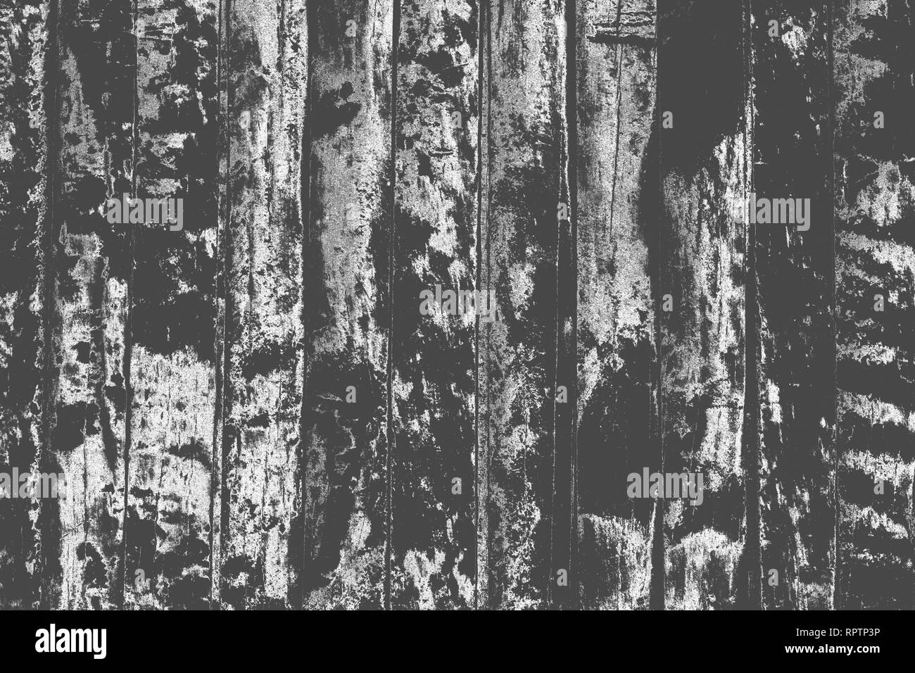 Superficie di legno con graffi, macchie in bianco e nero. Abstract monocromatico elementi grunge per la progettazione e lo sfondo. Foto Stock