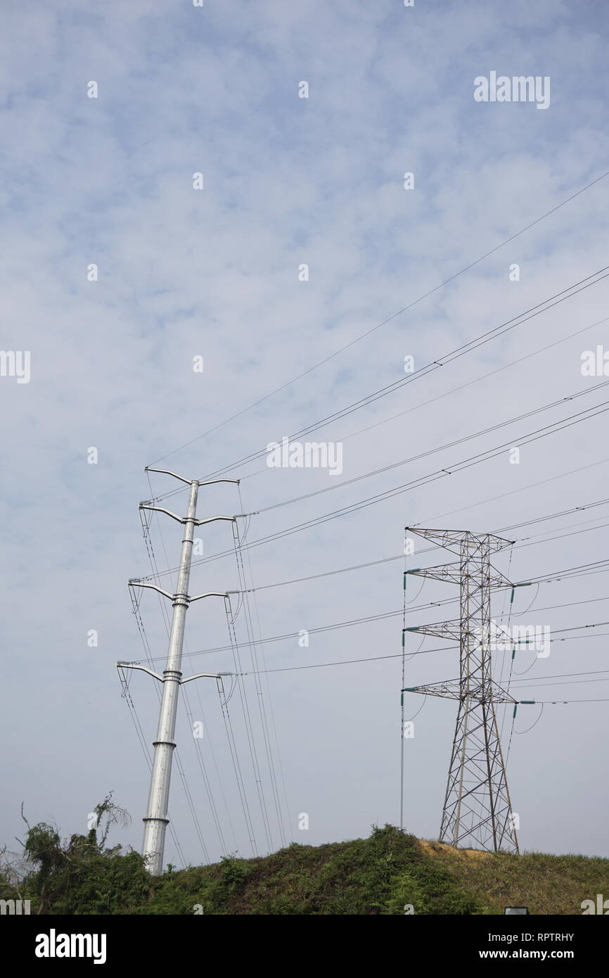 La trasmissione di energia elettrica torre in Malaysia Foto Stock