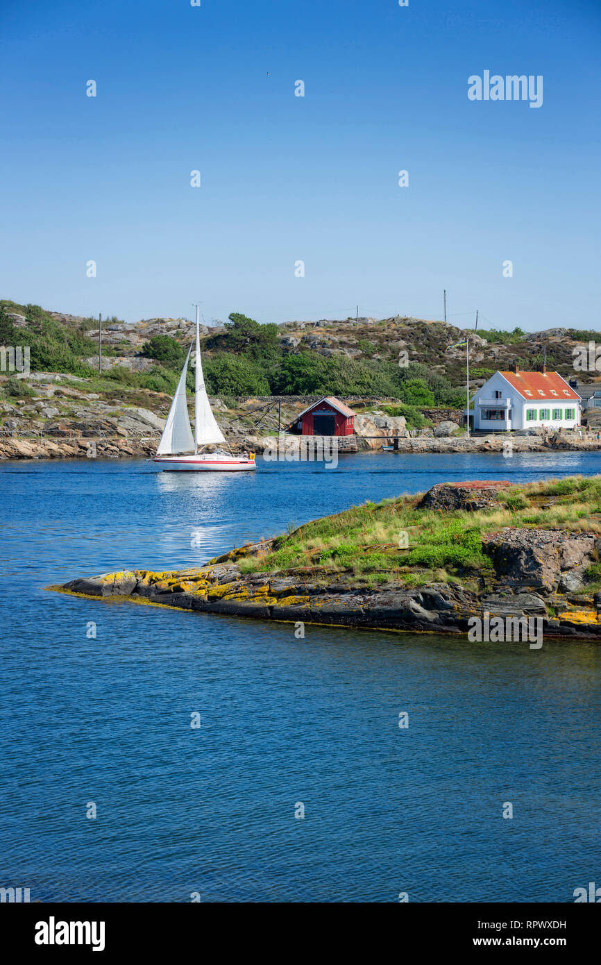 Con barca a vela a Bohuslän. Svezia Foto Stock