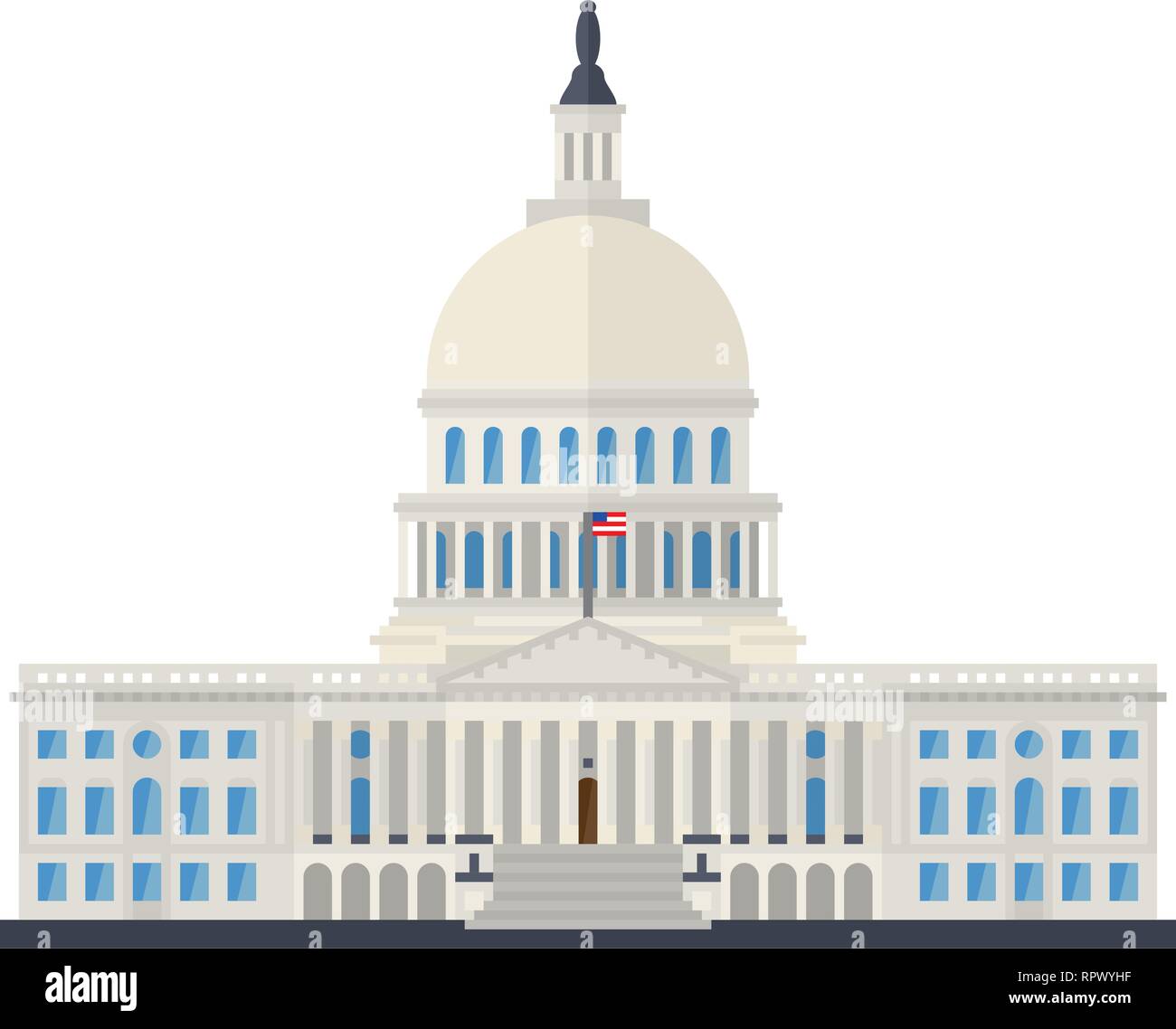 Il Capitol Building a Washington, D.C., USA il design piatto isolato illustrazione vettoriale Illustrazione Vettoriale