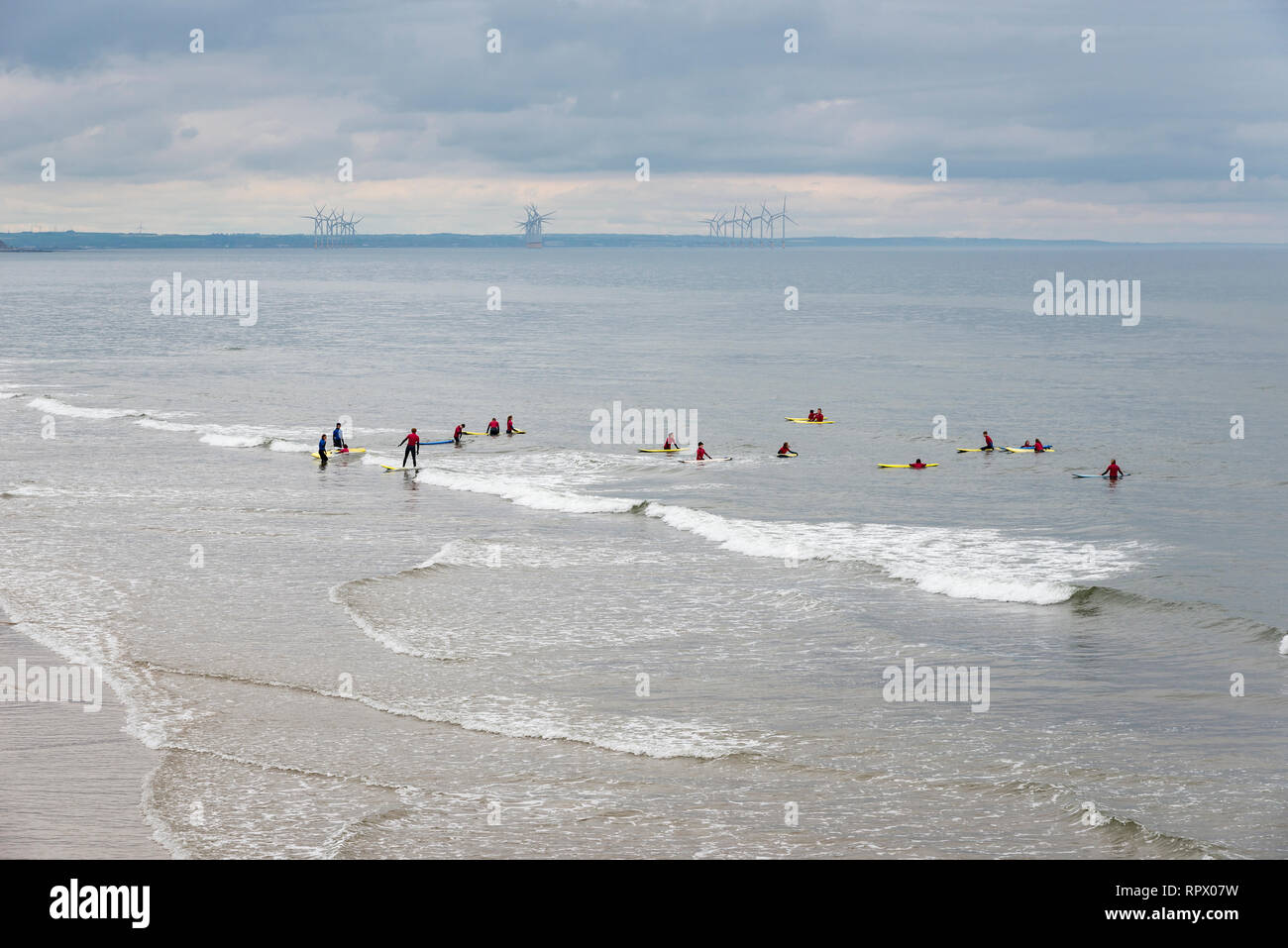 Scuola di surf a cambs, North Yorkshire, Inghilterra. Foto Stock