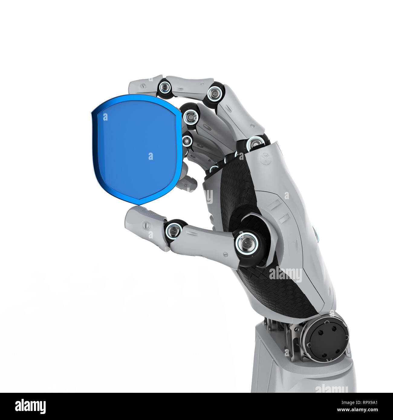 Cyber security concetto con rendering 3D di protezione dello schermo con il robot Foto Stock