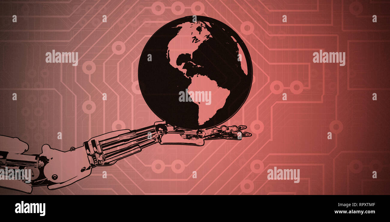 La tecnologia globale e la rete di comunicazioni come un concetto Foto Stock