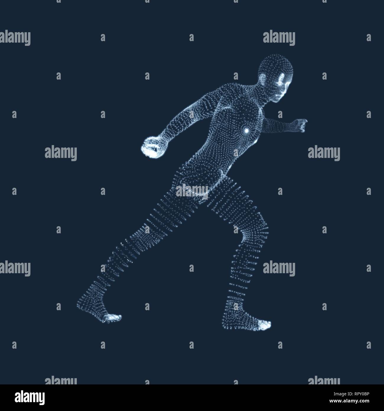 L uomo sta in piedi. Modello 3D dell'uomo. Il corpo umano. Elemento di design. Illustrazione Vettoriale. Illustrazione Vettoriale