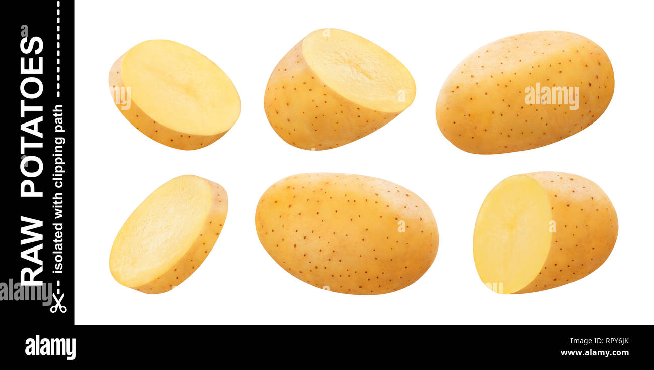 Patate grezzo isolato su sfondo bianco con tracciato di ritaglio Foto Stock