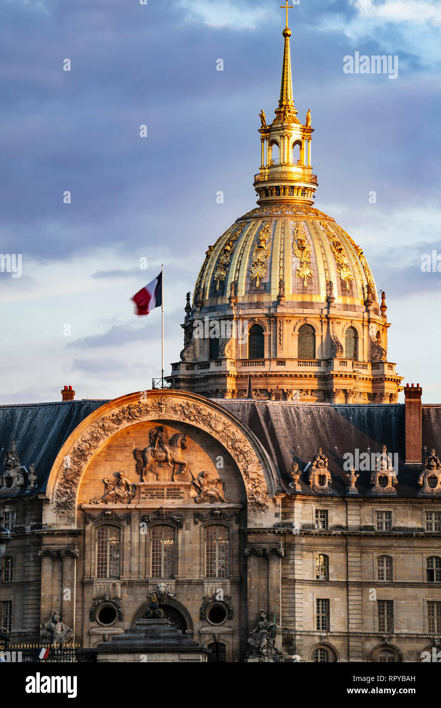 Chiesa Dome e Hotel des Invalides, Parigi, Francia Foto Stock