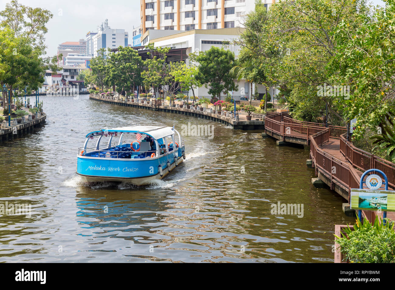 Crociera sul Fiume barca sul fiume Malacca, Melaka, Malaysia. Foto Stock
