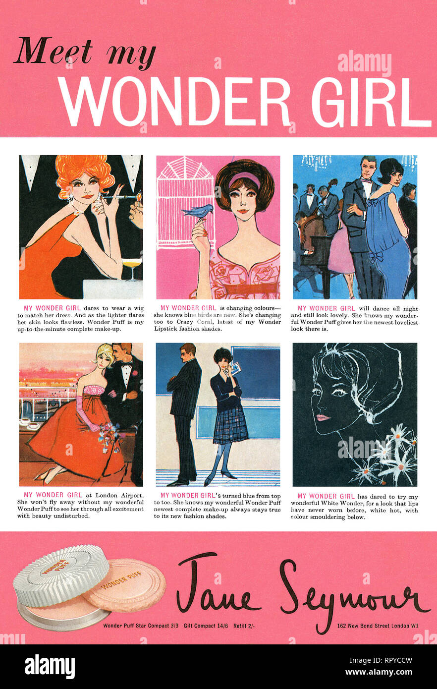 1959 British pubblicità per Jane Seymour cosmetici. Foto Stock