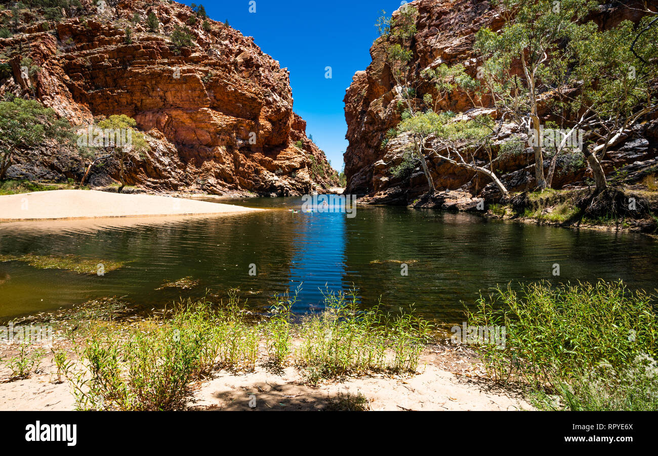 Ellery Creek Big Hole nel West MacDonnell Ranges in NT outback Australia Foto Stock