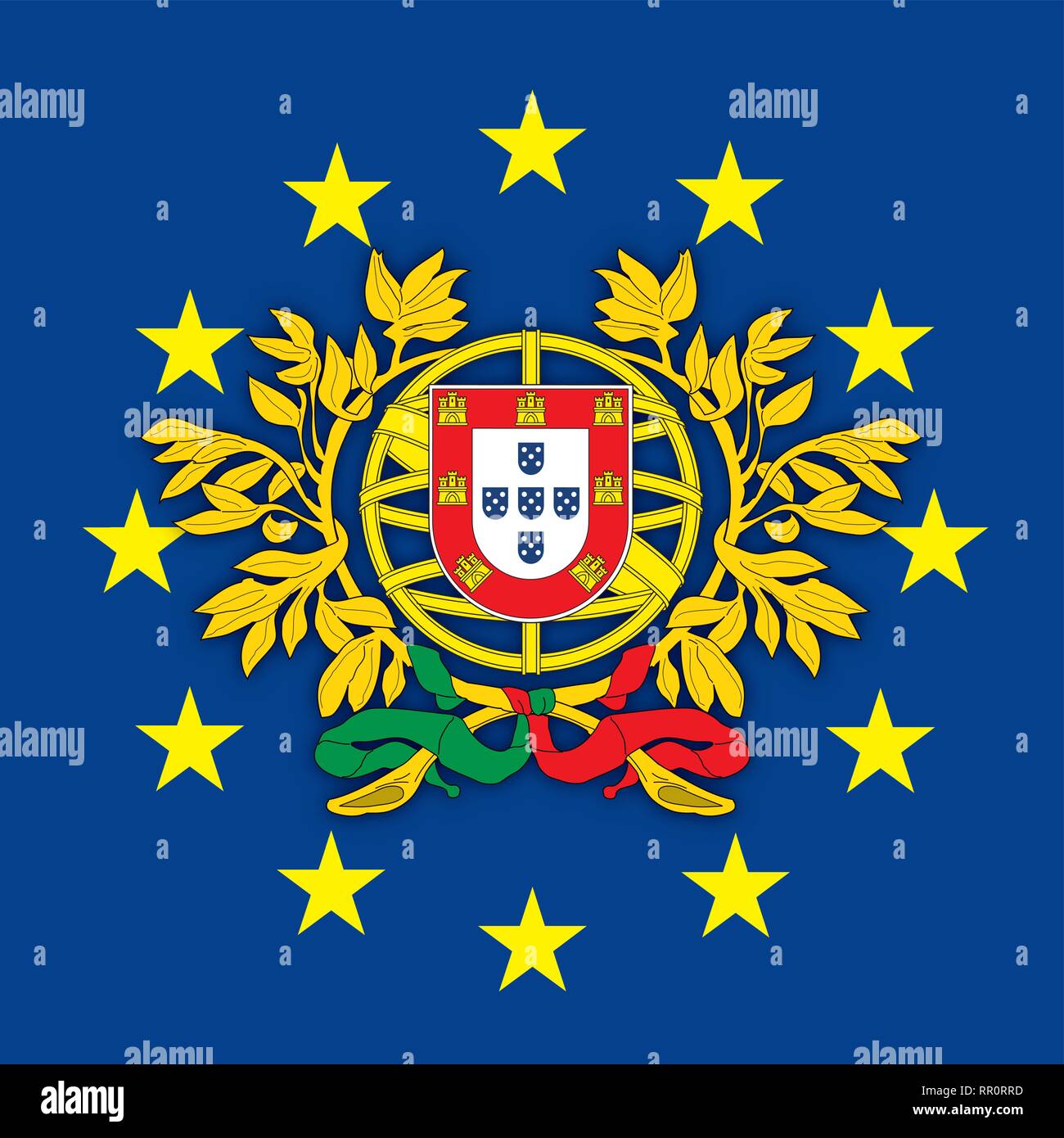 Austria stemma sulla bandiera dell'Unione europea, illustrazione vettoriale Portogallo stemma sulla bandiera dell'Unione europea, illustrazione vettoriale Illustrazione Vettoriale