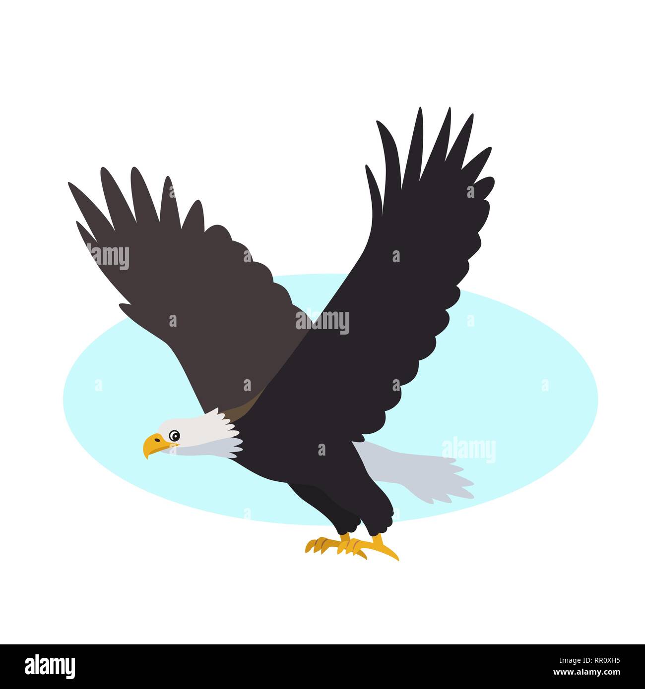 Aquila calva icona isolati su sfondo bianco, uccelli predatori Illustrazione Vettoriale