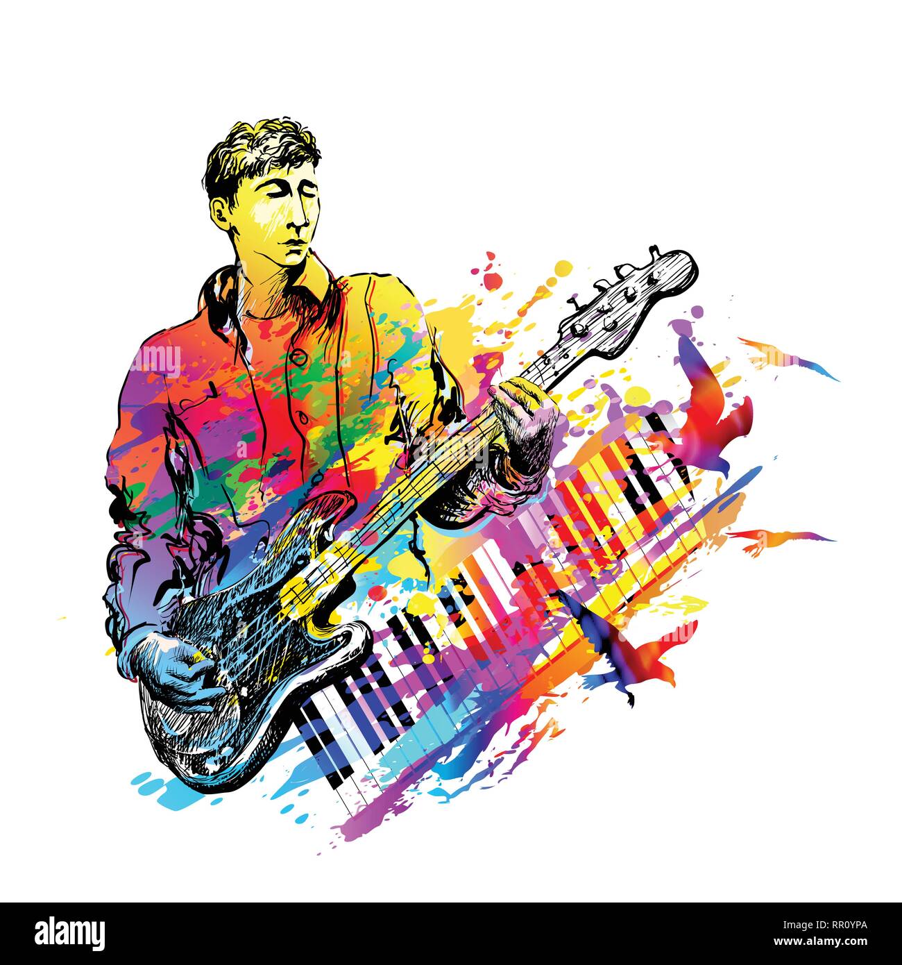 Lettore di chitarra. Jazz festival della musica rock Illustrazione Vettoriale