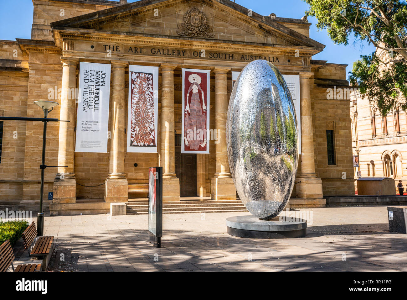 Il 30 dicembre 2018, Adelaide Australia del Sud : facciata e l'entrata principale dell'edificio della Galleria d'Arte del South Australia AGSA in Adelaide SA Foto Stock