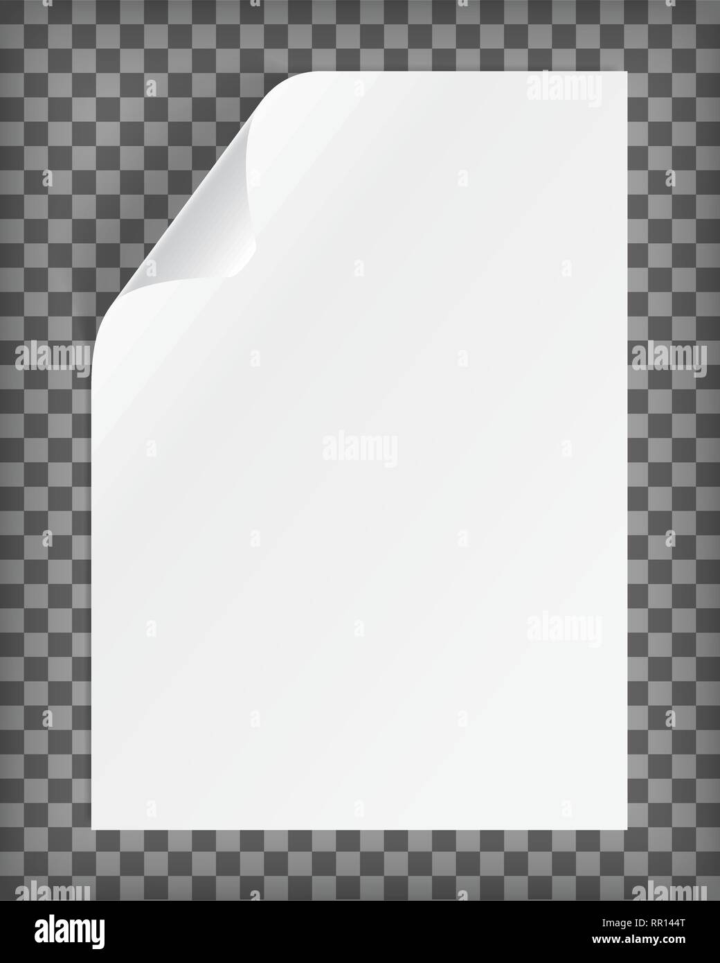 Blank foglio di carta A4 con angolo arricciato. Realistico illustrazione vettoriale Illustrazione Vettoriale