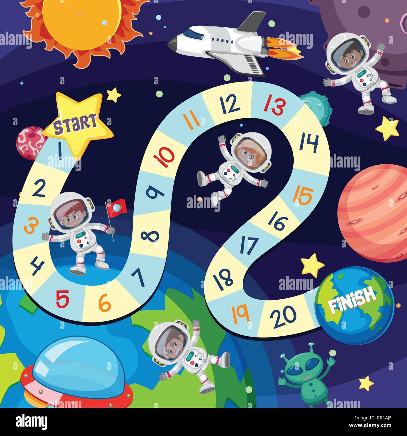 Un gioco da tavolo spazio illustrazione a tema Illustrazione Vettoriale