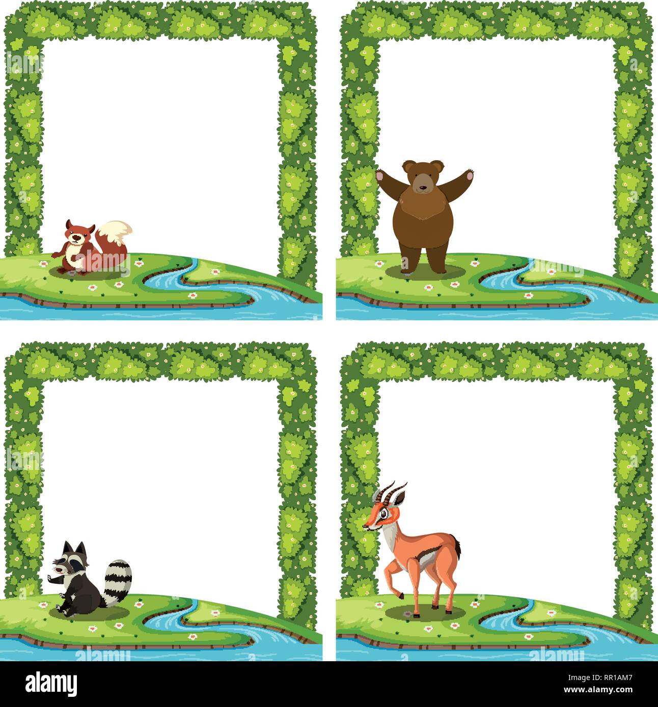 Set di animali selvatici illustrazione telaio Illustrazione Vettoriale