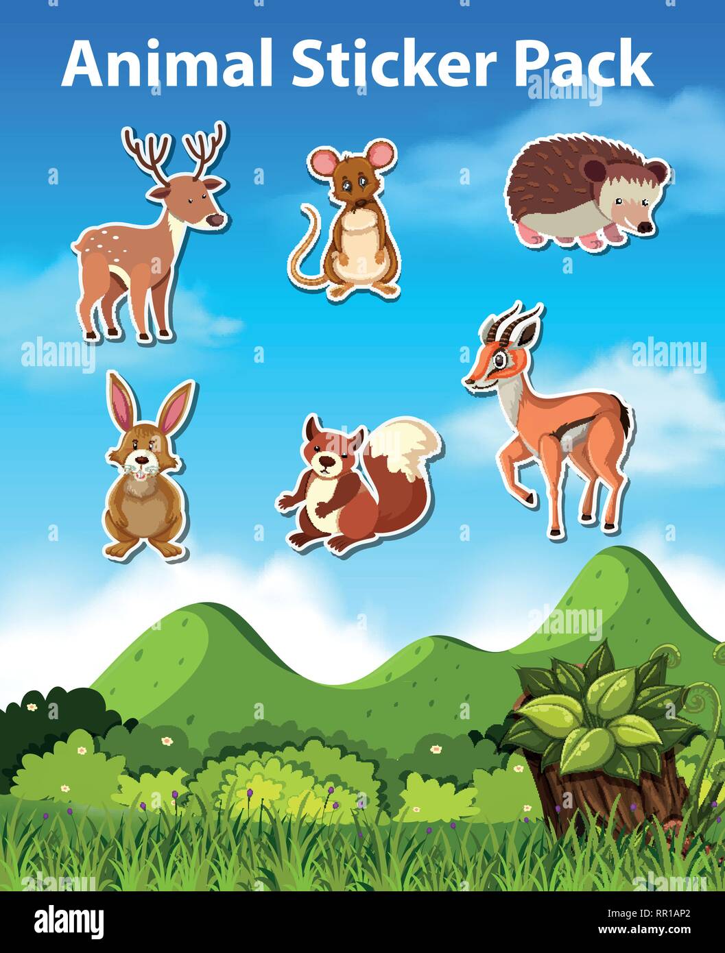 Set di adesivi animali pack illustrazione Illustrazione Vettoriale