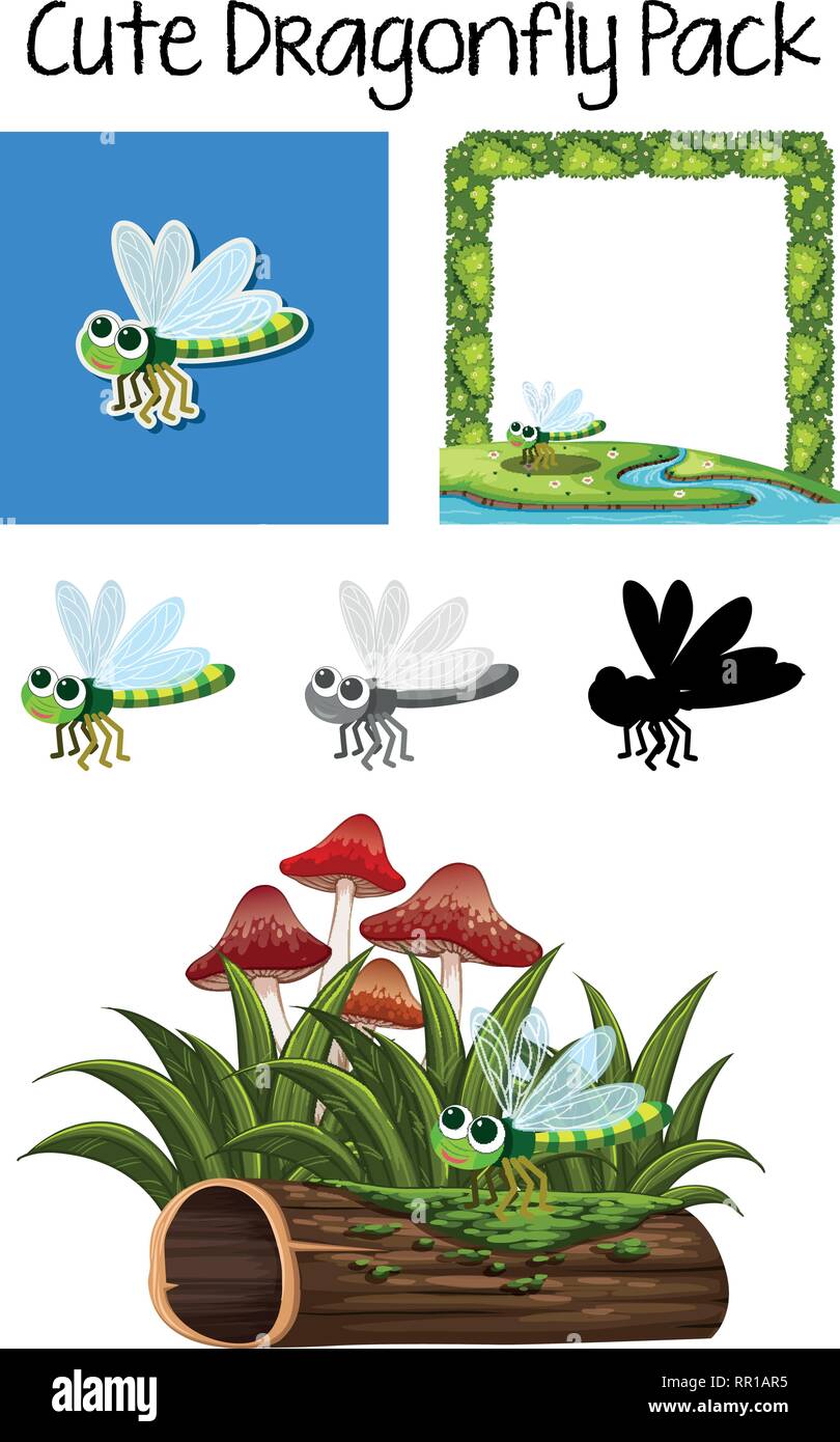Un pacco di dragon fly illustrazione Illustrazione Vettoriale