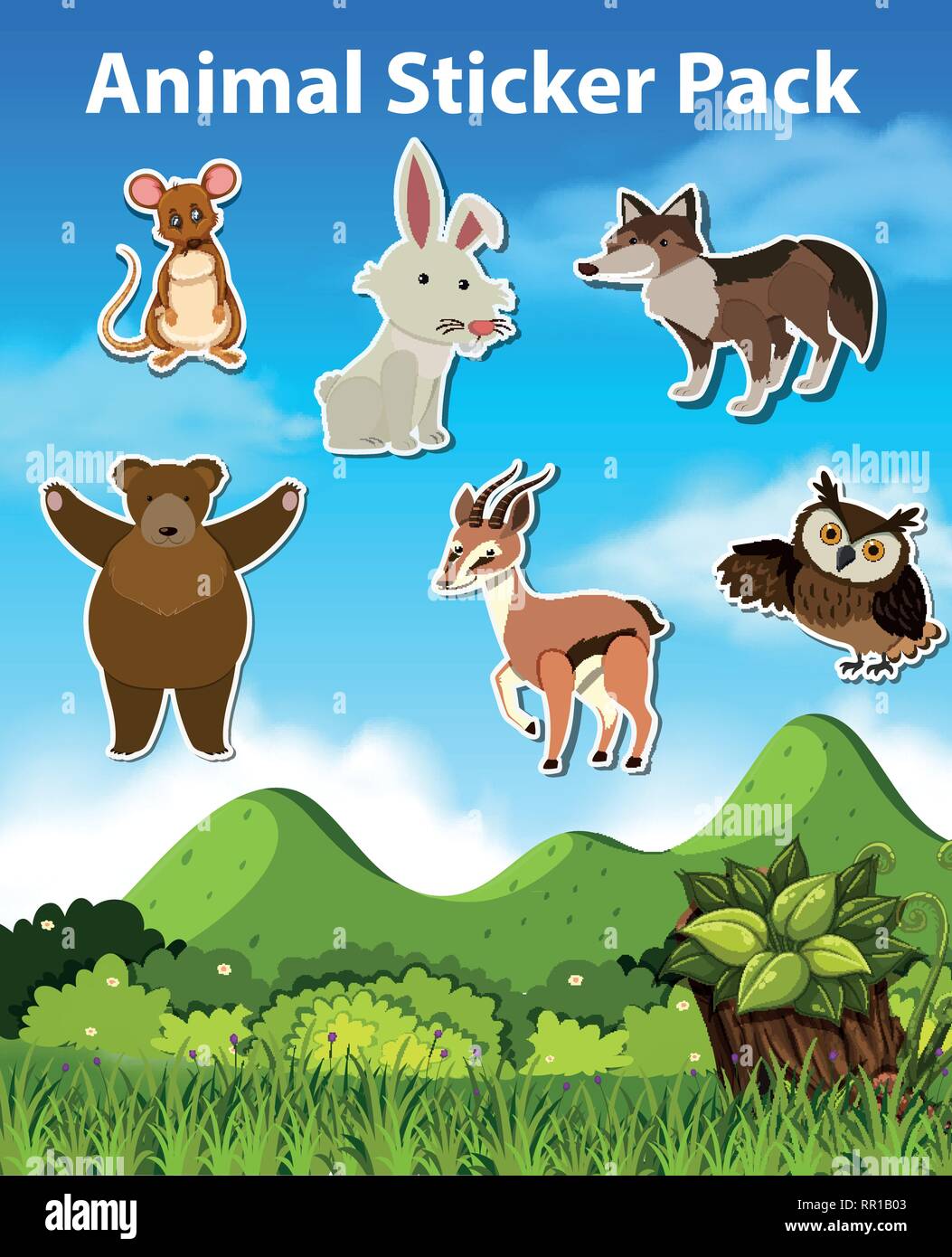 Set di adesivi animale illustrazione Illustrazione Vettoriale