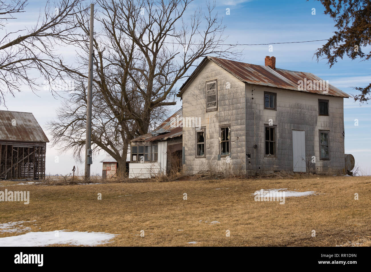 Fattoria abbandonata nelle zone rurali di Illinois. Foto Stock