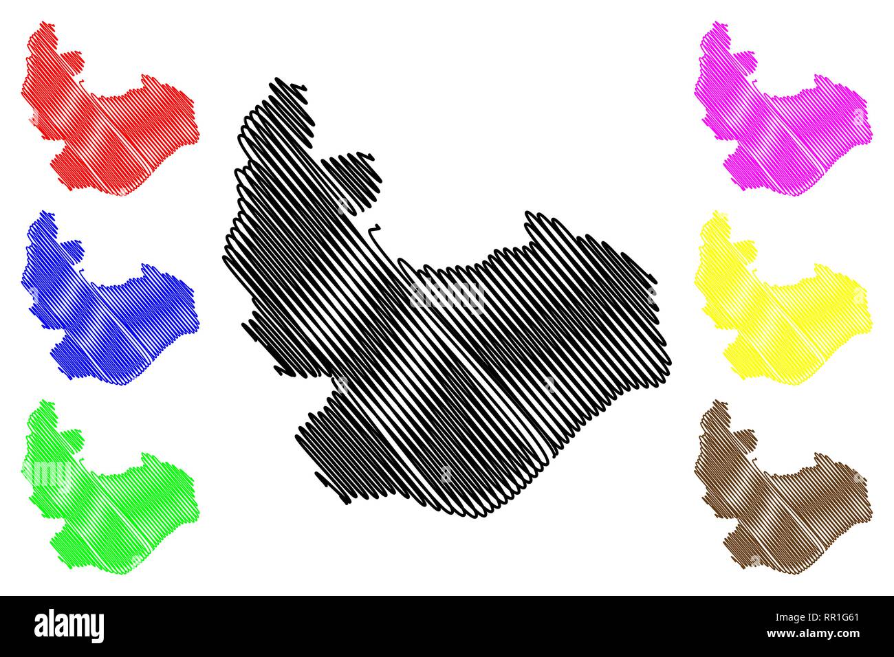Nello Stato di Plateau (suddivisioni della Nigeria, stato federato della Nigeria) mappa illustrazione vettoriale, scribble sketch mappa di Plateau Illustrazione Vettoriale