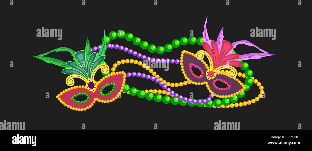 Mardi Gras elemento di design, i simboli colorati Illustrazione Vettoriale