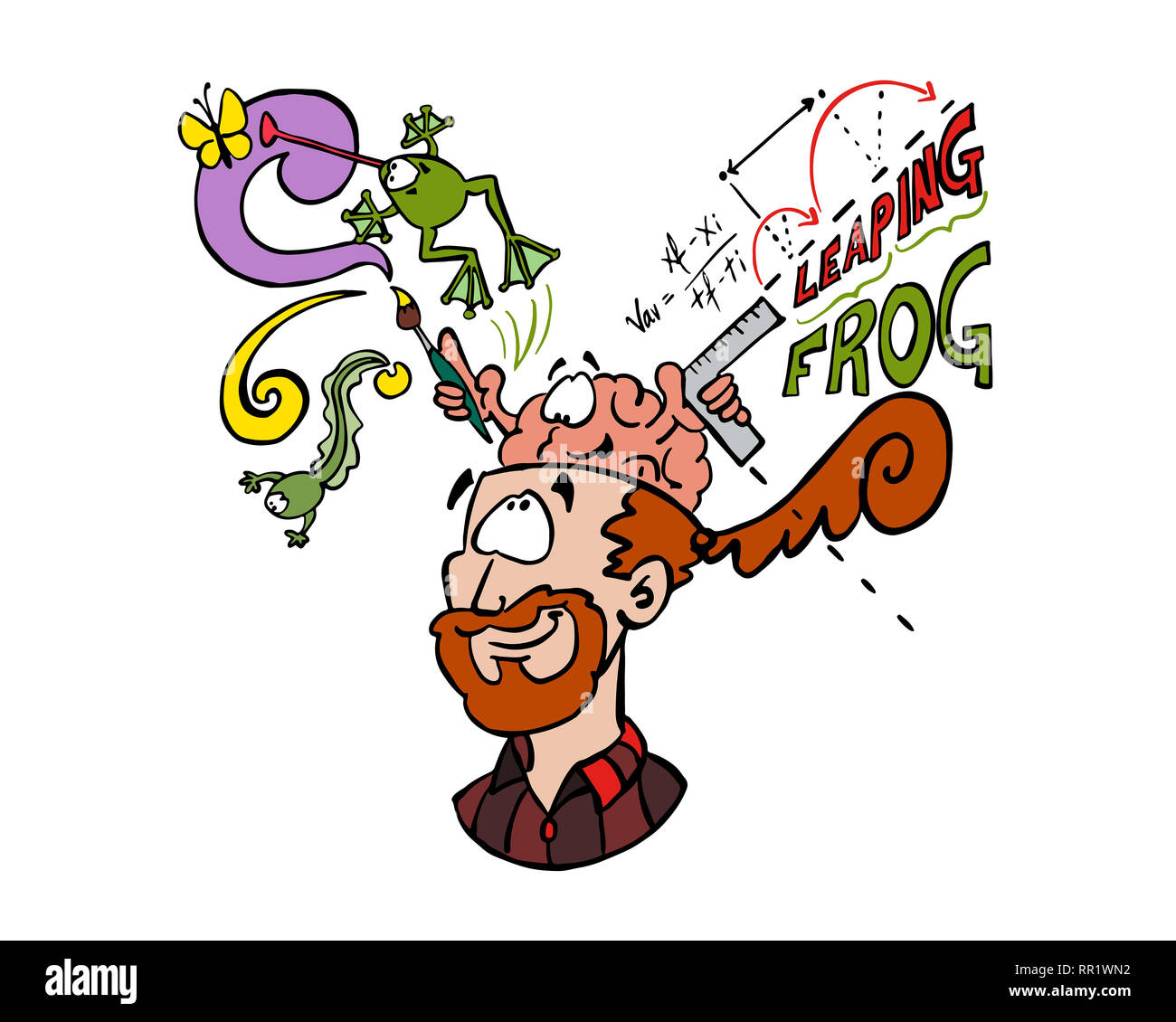 Cervello a sinistra e a destra gli emisferi Foto Stock