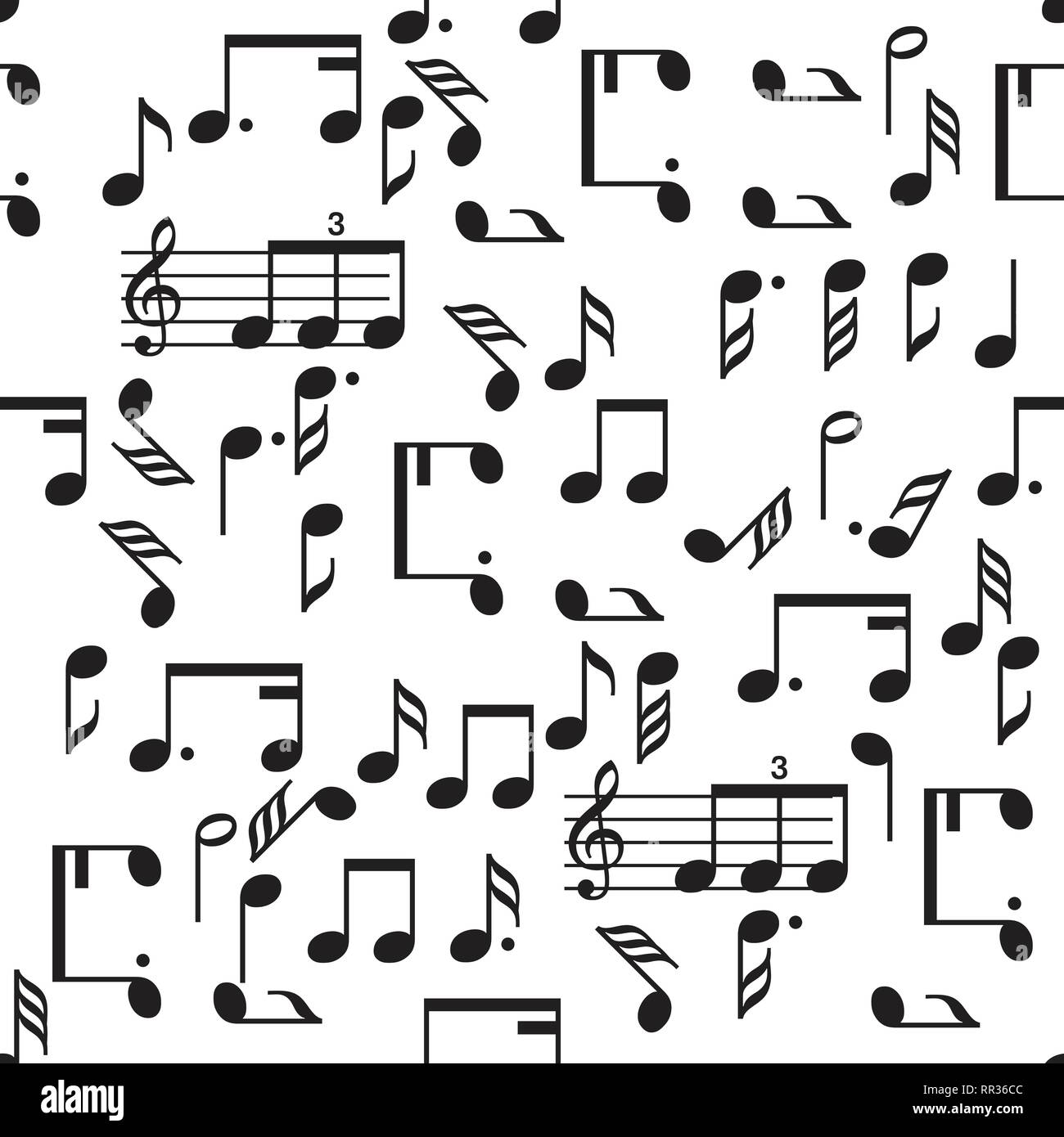 Vettore senza giunture note musicali simboli design pattern. Illustrazione Vettoriale