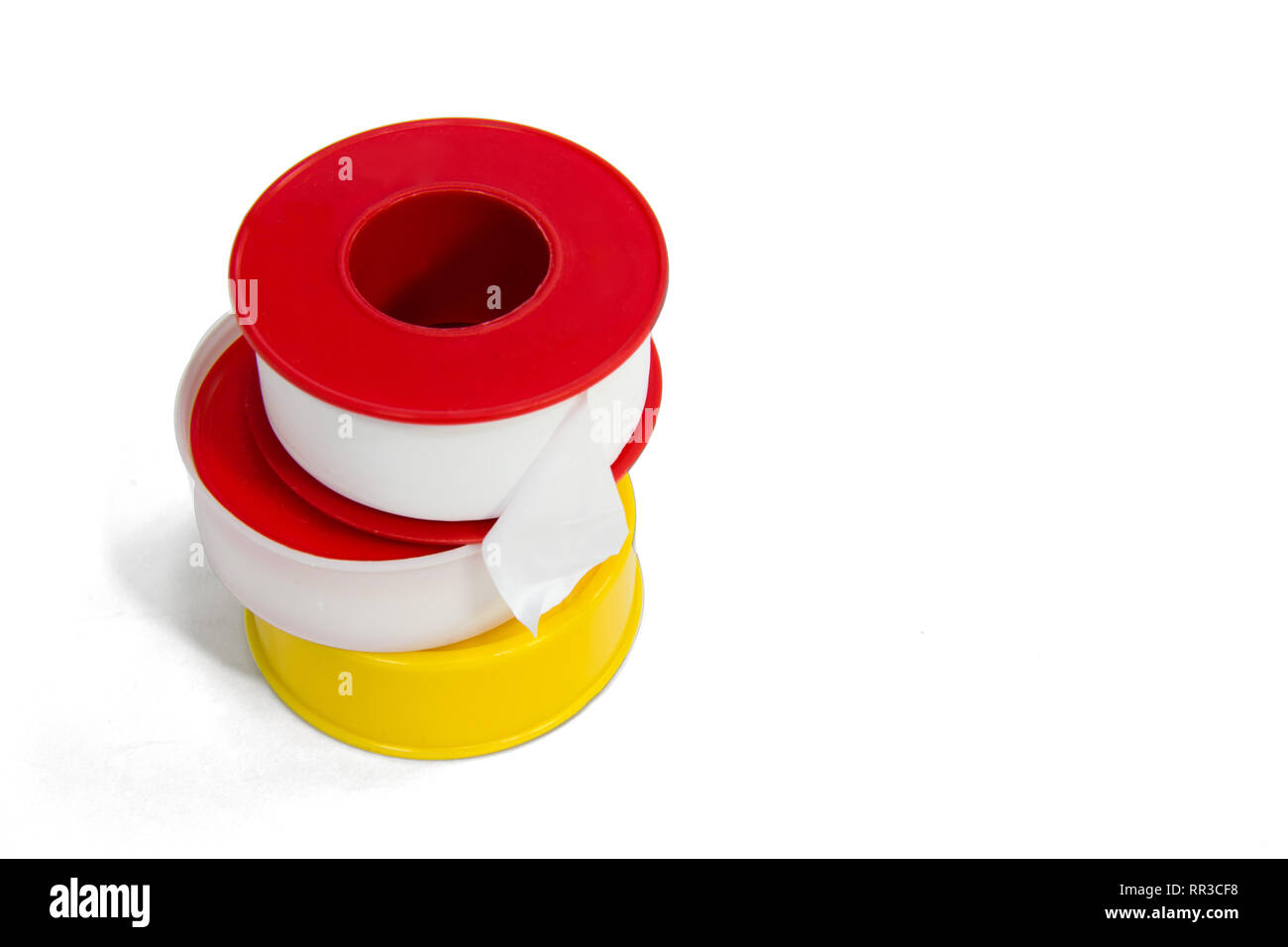 FUM nastro di colore bianco con ombre su uno sfondo bianco. Foto Stock