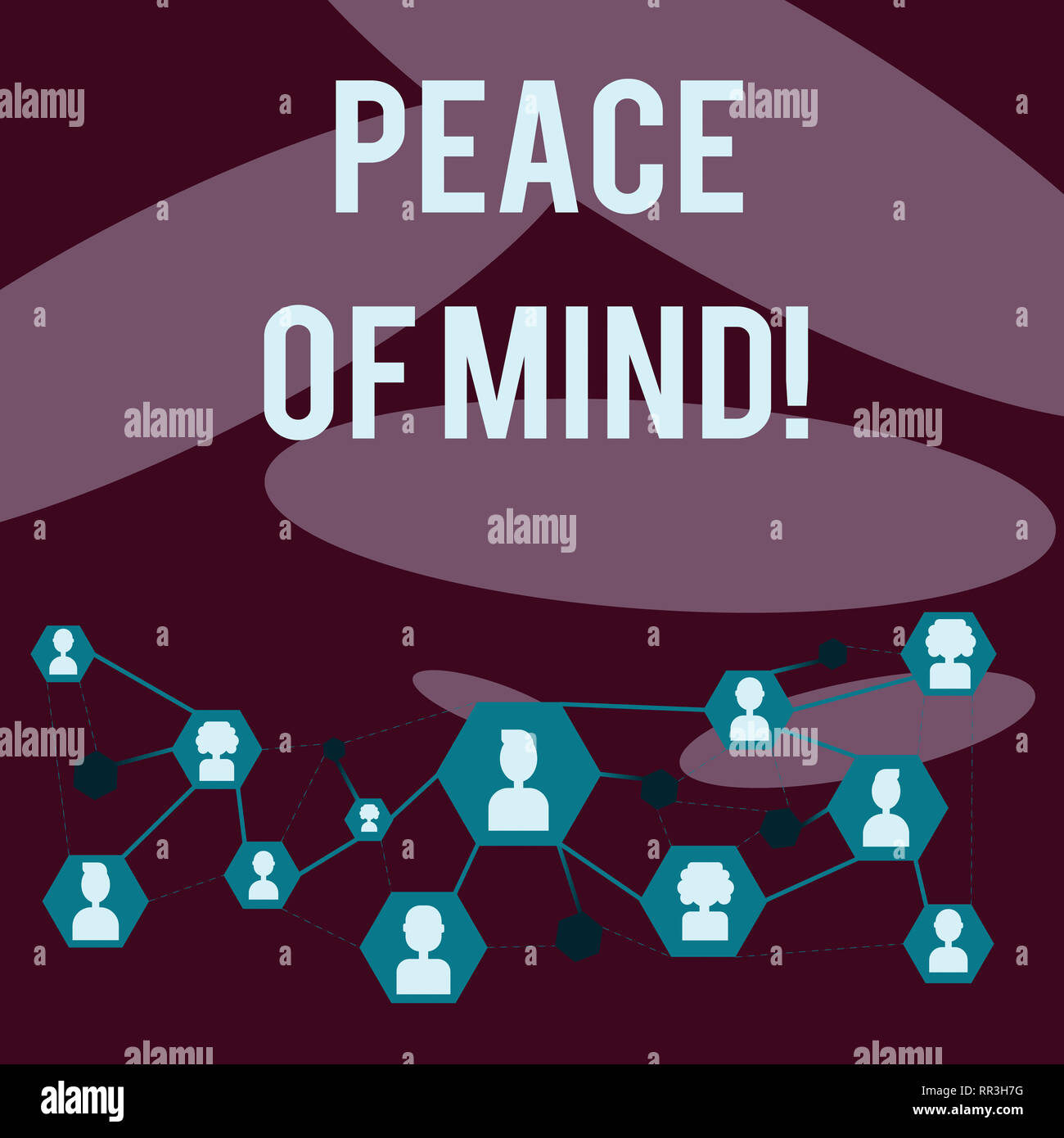 La scrittura della nota showingPeace della mente. Business photo mostrando di essere pacifici felice con le cose che avete fatto e realizzare Foto Stock