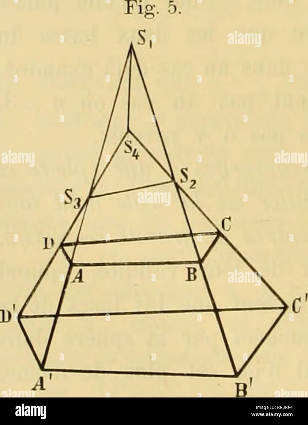 . Acta Societatis Scientiarum Fennicae. La scienza. 28 L. Lindelöp. T. XXIV. térale, à une pyramide quadrangulaire, laquelle peut, aussi bien que le prisme triangulaire régulier, remplir les condizioni dont il s'agit. Hexaèdre dont toutes les facce sont des quadrilatères. 16. En prenant à volonté une paire de facce opposées pour basi, nous envisageons les quatre autres comme facce latérales et leurs piani piani comme latéraux. Sauf dans des cas particuliers, dont il sera questione plus tard, ces quatre piani déterminent en général tétraèdre delle Nazioni Unite. Quant à la disposition de Celui-ci, il faut distingu Foto Stock