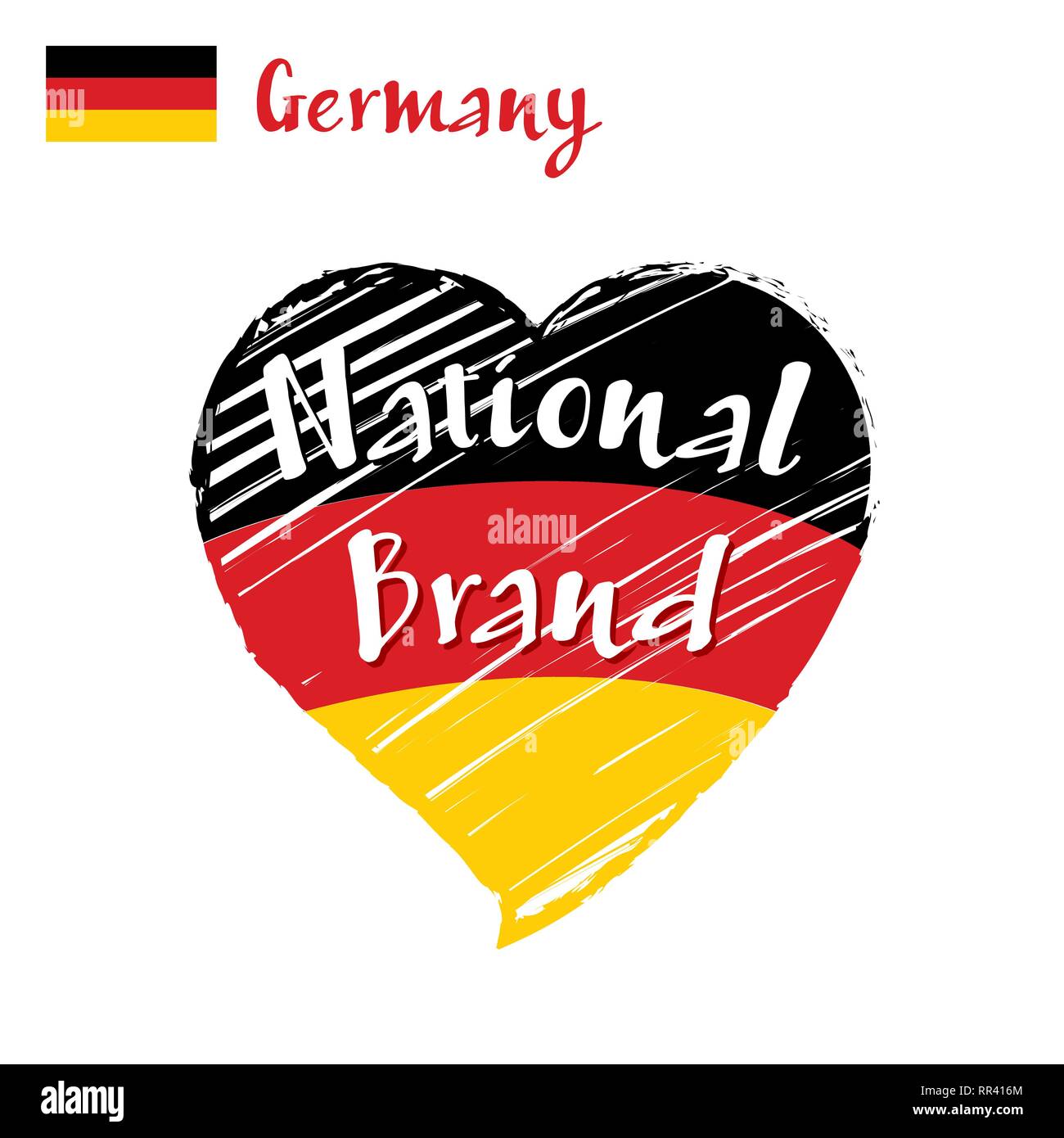 Bandiera del vettore cuore della Germania, marchio nazionale. Illustrazione Vettoriale