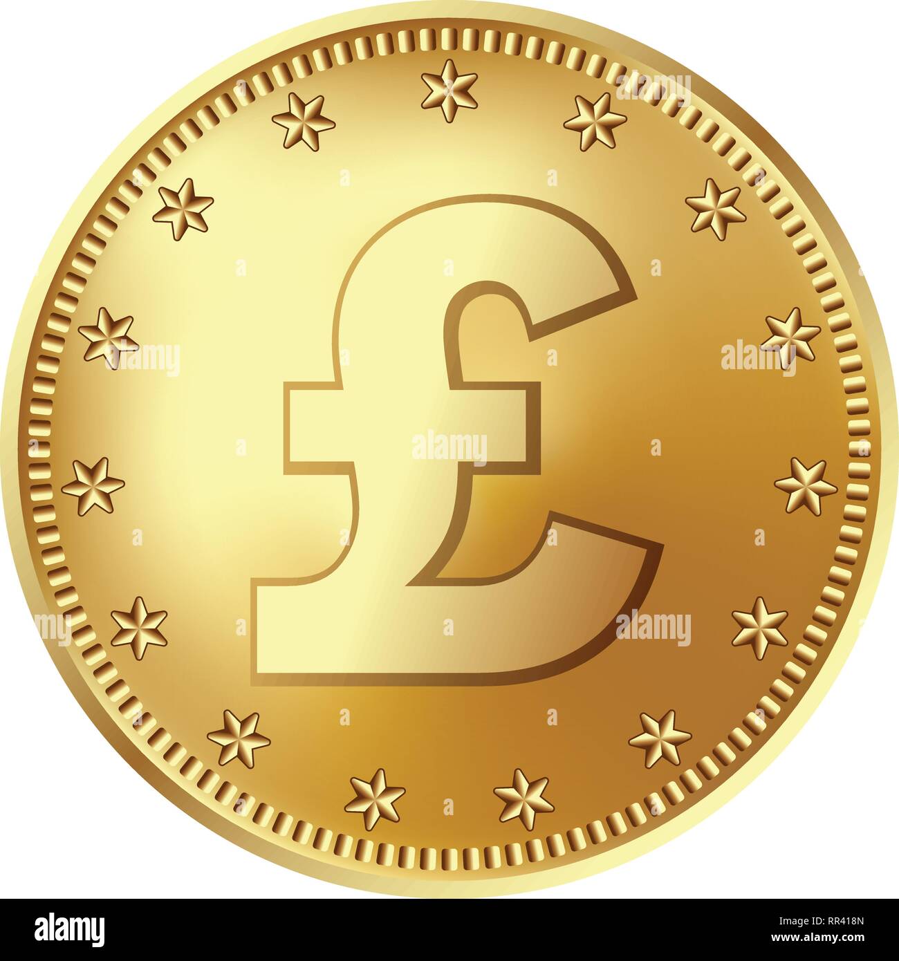 Golden lira sterlina moneta, denaro. Illustrazione Vettoriale