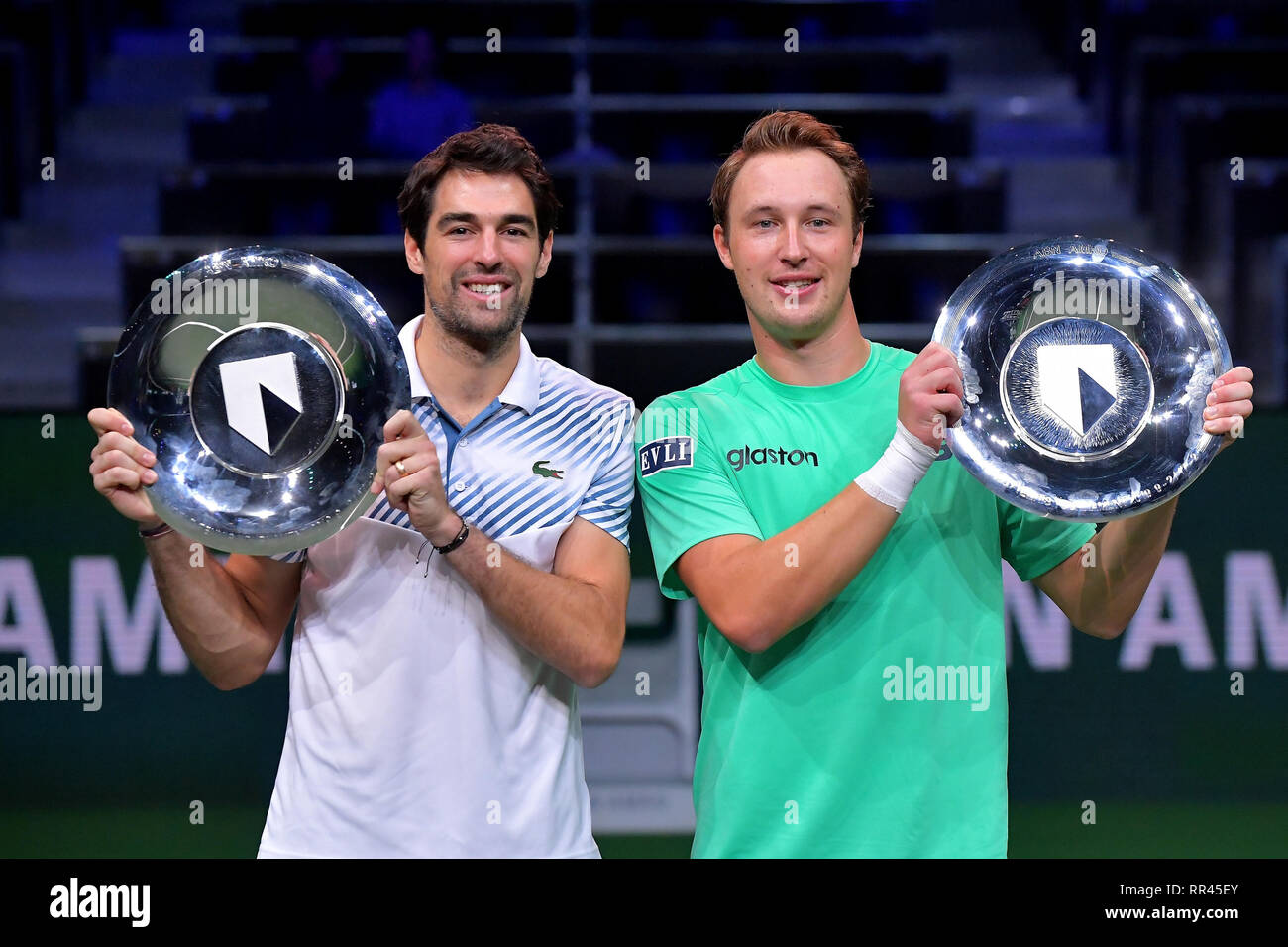 11 febbraio 2019 Rotterdam, Paesi Bassi Tennis ABN AMRO World Tennis Tournament finale Heren Dubbel Jeremy Chardy fra en Henri Kontinen fin winnen de finale ha incontrato 7-6 it 7-6 Foto Stock