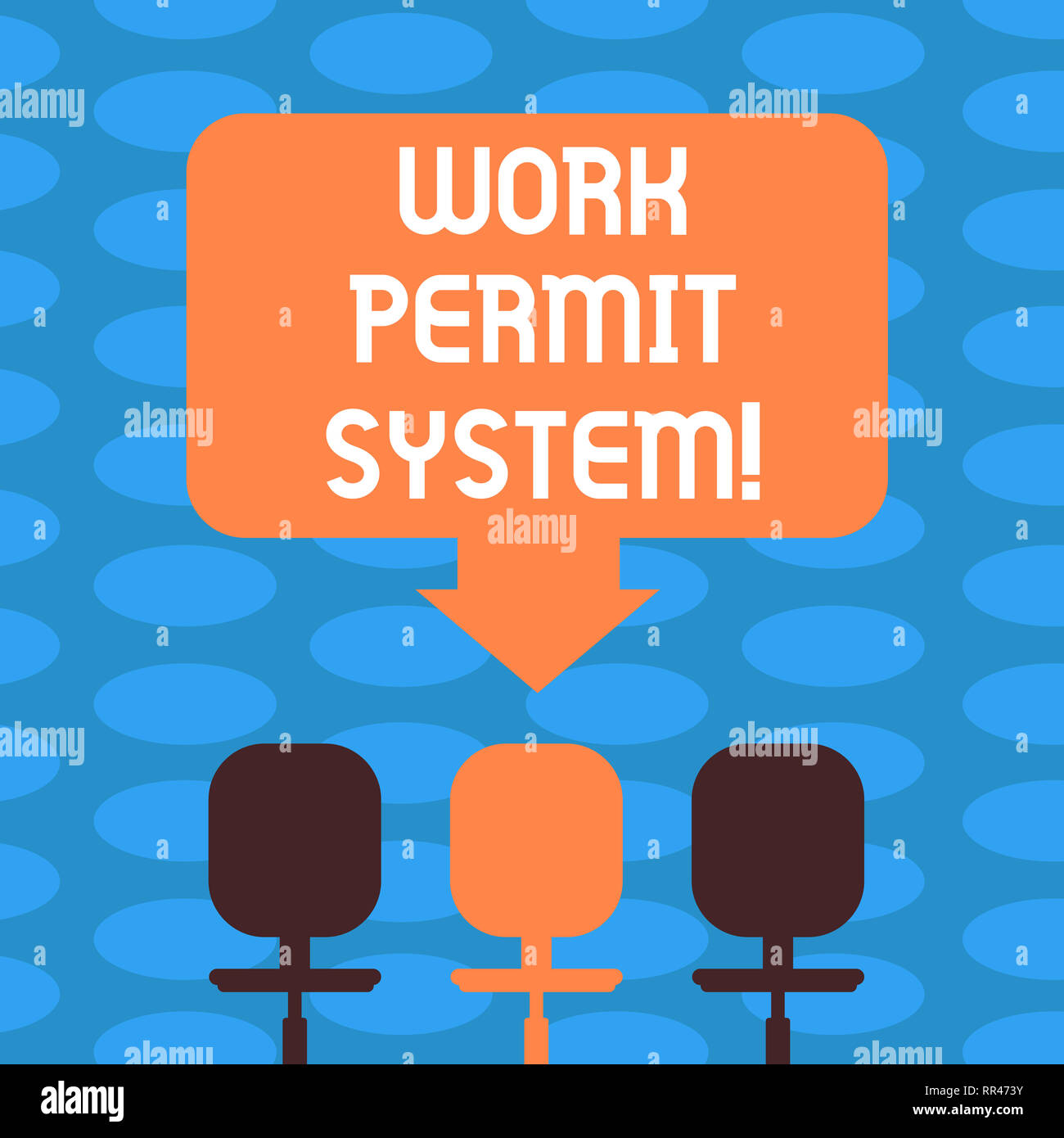 Parola di scrittura di testo sistema di permessi di lavoro. Il concetto di business per la formale scritto i sistemi di controllo utilizzati determinati tipi di lavoro spazio vuoto colore freccia rivolta a Foto Stock