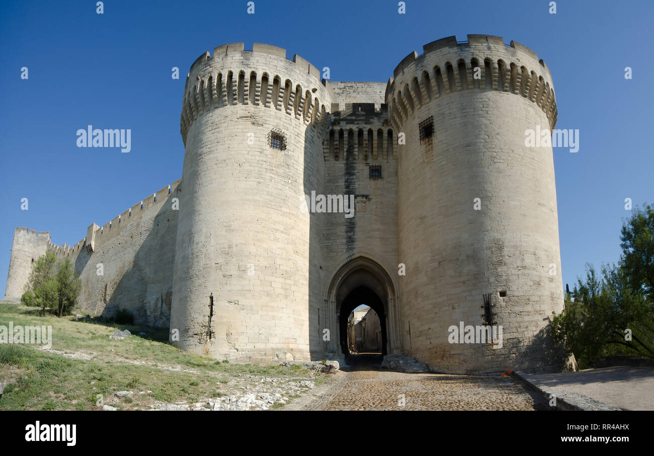 Vista dell'ingresso al Chateau de Villeneuve les Avignon Francia Foto Stock