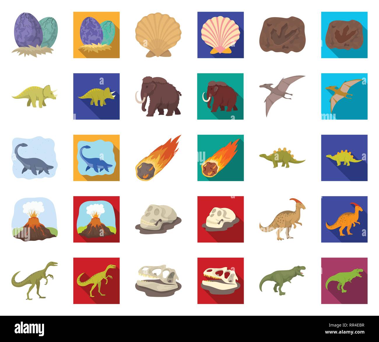 L'età,animale,antichità,l'arte,cartoon,appartamento,raccolta,design,dinosauro,dinosauri,l'uovo,eruzione,l'estinto,fiamma,footprint,fossili,gallimimus,erbivoro,uomo,icona,immagine,isolato,jurassic,logo,mammifero,mammoth,meteorite,parasaurolophus,periodo,impianto,preistoria,pterodactyloidea,rimane,rock,mare,seashell,impostare,segno,stegosaurus,pietra,il simbolo,triceratops,tirannosauro,vettore,vulcano,web vettori vettore , Illustrazione Vettoriale