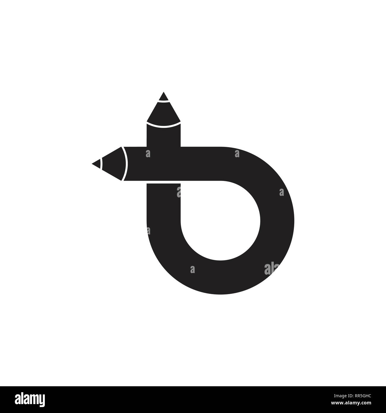 Lettera b matita logo loop vector Illustrazione Vettoriale