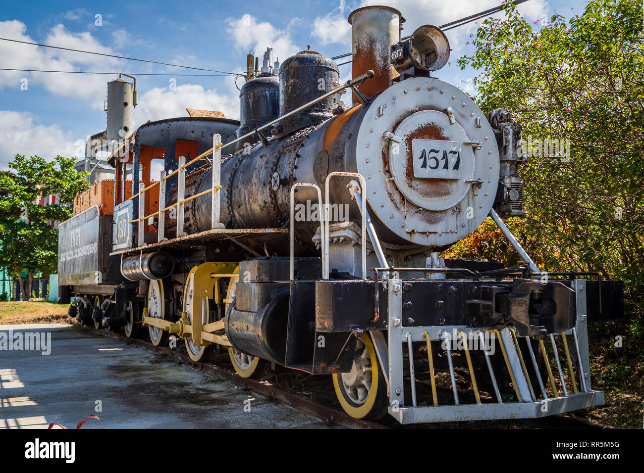 Motore a vapore locomotiva vicino a Manaca Iznaga stazione ferroviaria, costruito nel 1907 da locomotiva Baldwin funziona, Cuba Foto Stock