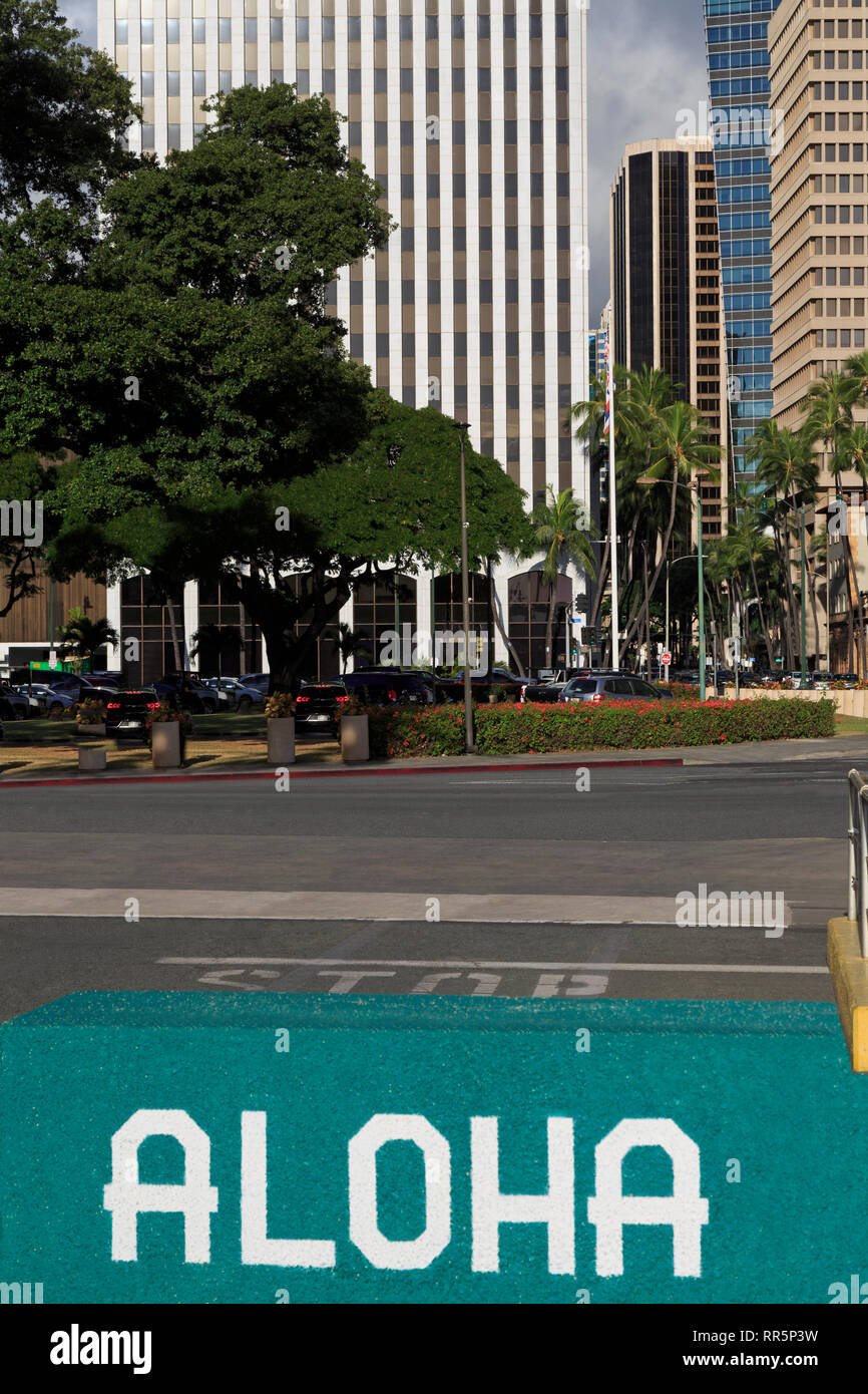 Il vescovo Street, Honolulu Oahu Island, Hawaii, STATI UNITI D'AMERICA Foto Stock