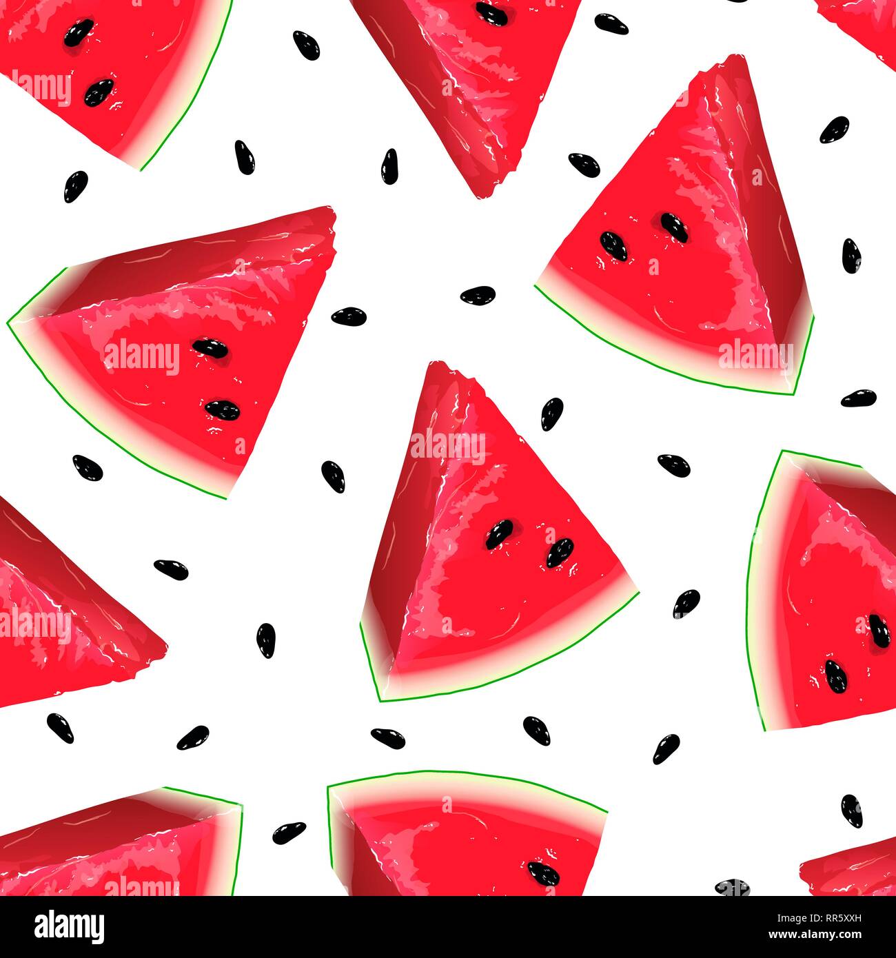 Pezzi di anguria rosso su sfondo senza giunture. Illustrazione Vettoriale