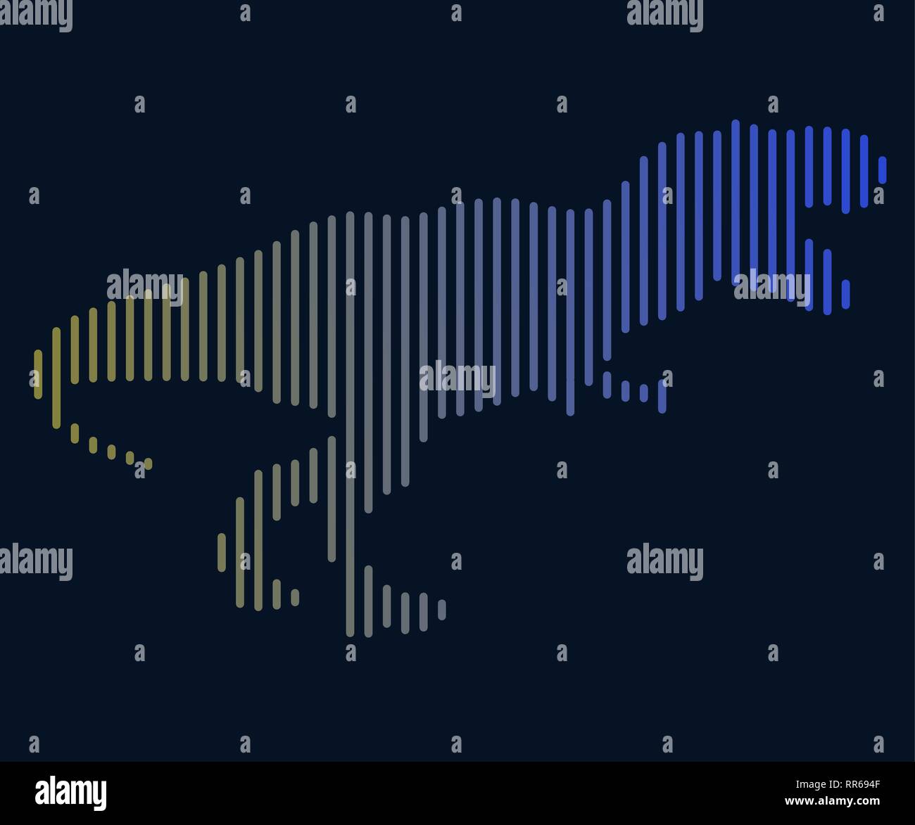 La illustrazione lineare di un dinosauro. Il logo Illustrazione Vettoriale