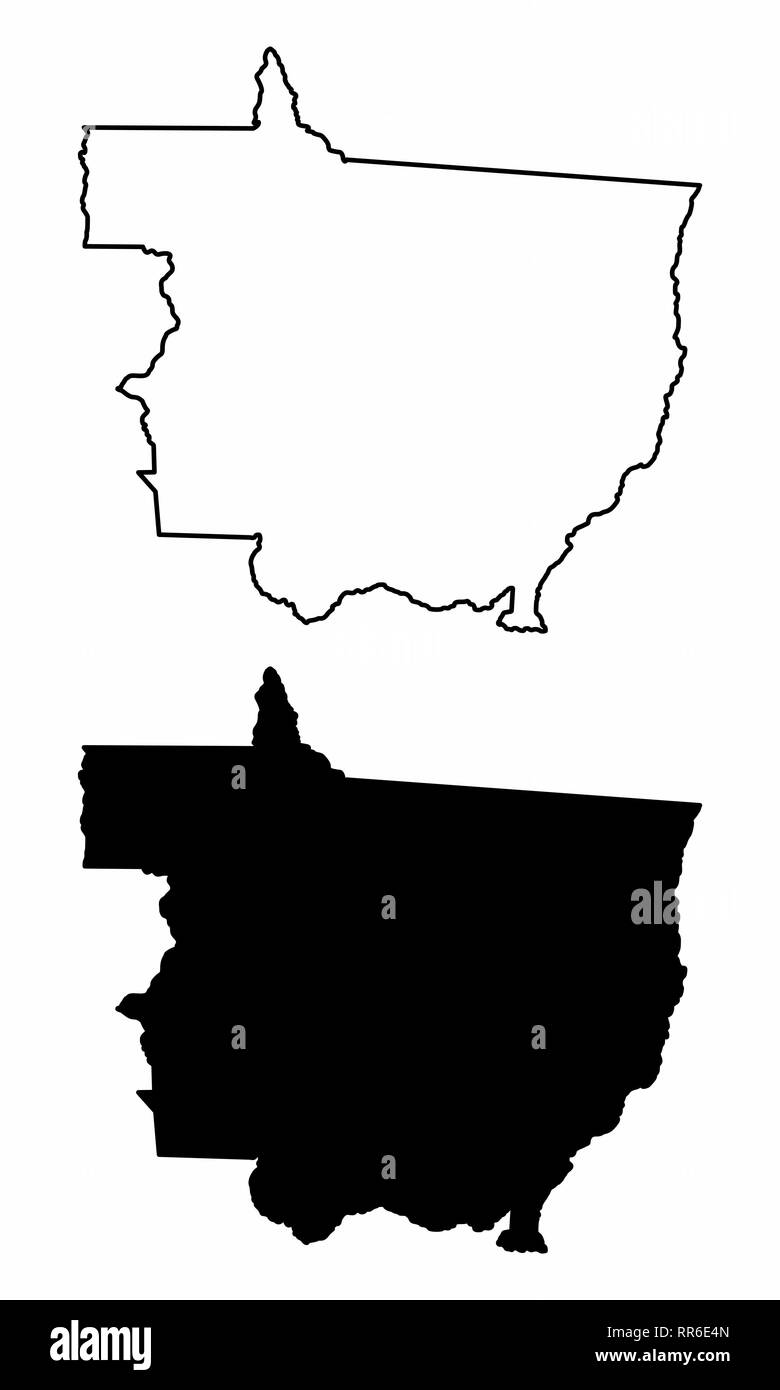 In bianco e nero mappe di Mato Grosso Membro, Brasile Illustrazione Vettoriale