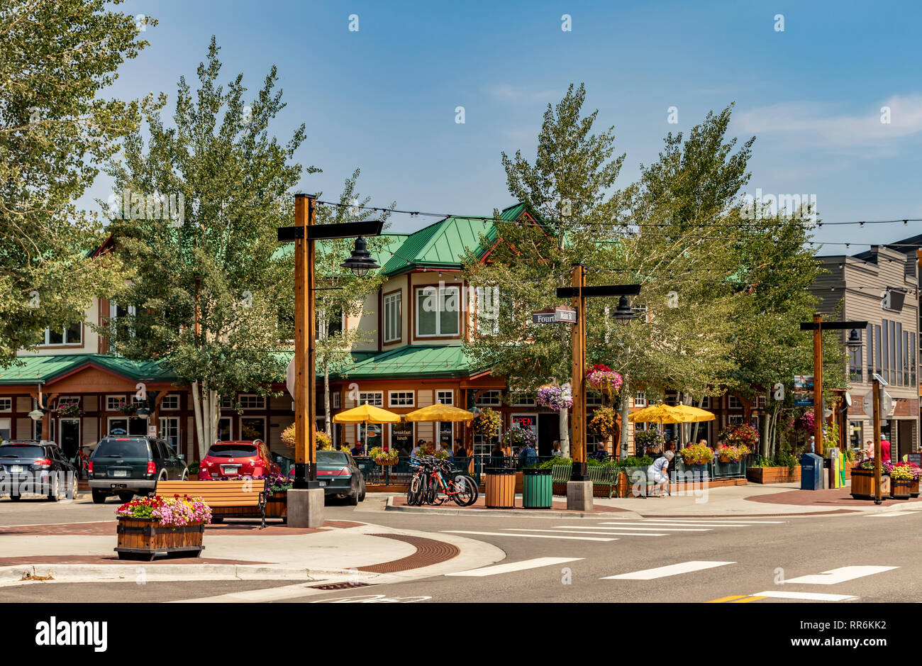 Main Street, Downtown Frisco, Colorado. Un pittoresco e popolare località sciistica città in estate. Foto Stock
