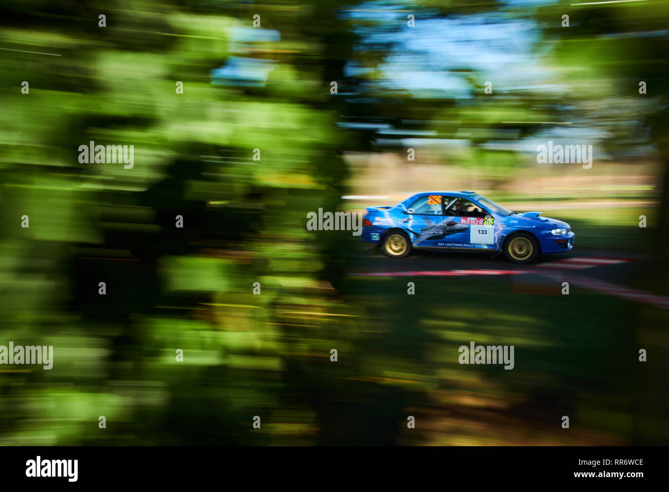 Stoneleigh Park, Coventry, Regno Unito. Il 24 febbraio 2019. Subaru Impreza WRX STI World Rally Championship auto durante la gara retrò a Stoneleigh Park. Foto di gergo Toth / Alamy Live News Foto Stock