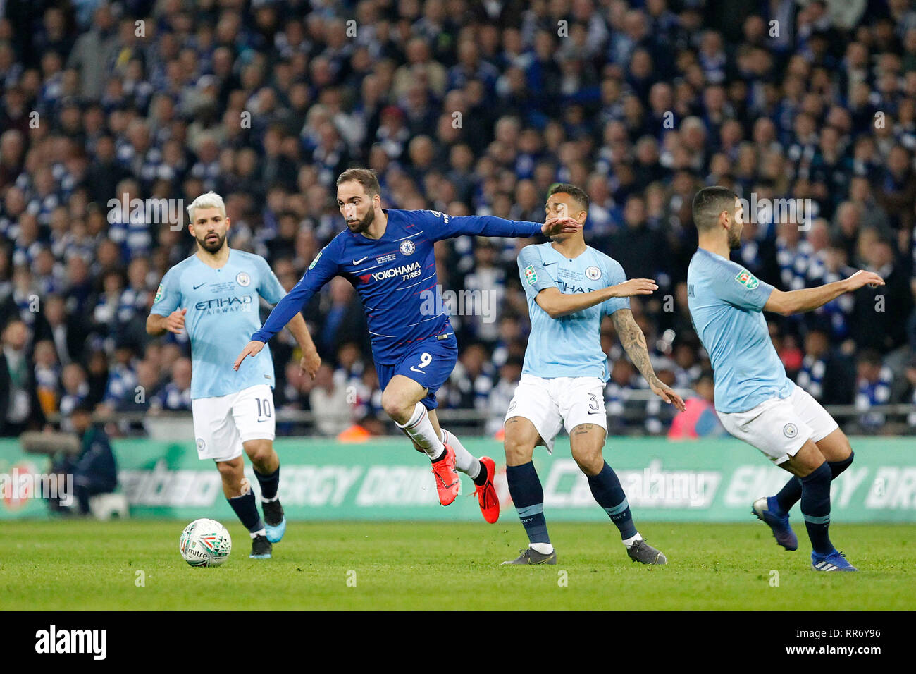 Gonzalo Higua'n del Chelsea durante l EFL Carabao Cup finale tra Chelsea e Manchester City allo Stadio di Wembley a Londra, Inghilterra il 24 febbraio 2019. Foto di Carlton Myrie. Solo uso editoriale, è richiesta una licenza per uso commerciale. Nessun uso in scommesse, giochi o un singolo giocatore/club/league pubblicazioni. Foto Stock