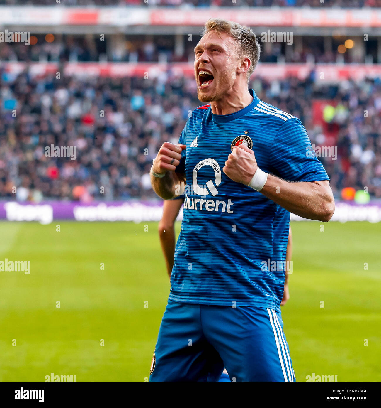 Eindhoven, Paesi Bassi. 24 Febbraio, 2019. EINDHOVEN, PSV - Feyenoord 1-1, 24-02-2019, calcio Eredivisie olandese Stagione 2018 - 2019, PSV Philips Stadium, Feyenoord player Nicolai Jorgensen ha totalizzato 0-1 Credito: Pro scatti/Alamy Live News Foto Stock