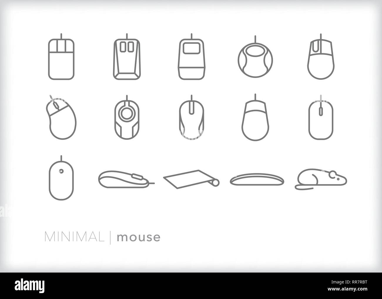Set di 15 il mouse del computer le icone della linea Illustrazione Vettoriale
